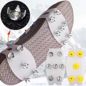 2Pcs 7/5 Teeth Ice Gripper Shoe Cover Women Men Anti-Skid Crampons Winter Outdoor Invisible Grips Cleats Snow Studs Anti-fall Climbing Hiking Spike