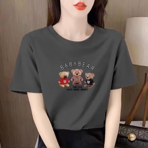 Brand Discount Big Brand Genuine Goods Womens Cotton Short-Sleeved T-shirts Female Idle Style Simple Casual All-Match Print Tops