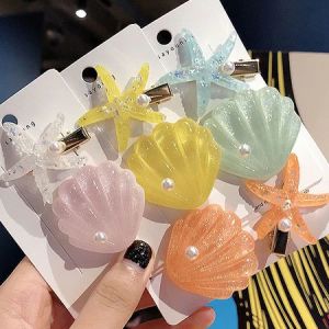 กิ๊บติดผม กิ๊บติดผมรูปเปลือกหอยปลาดาวมุกน่ารักสไตล์เกาหลีแฟชั่นหวานหน้าม้าเครื่องประดับผมผู้หญิง