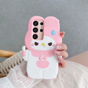 Sanrio | 3D Fork Angry Melody Phone Case For Samsung Galaxy S20 S21 S22 S23 S24 S25 S26 Plus Ultra FE A15 A16 A53 A57 Cartoon Back Cover