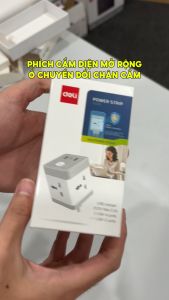 Ổ Cắm Chuyển Đổi DELI Đa Năng 3 Chấu Chân Tròn Dẹt 2500W 4 Lỗ Cắm Sạc USB TypeC Chống Giật An Toàn Ổ Chuyển Đổi Du Lịch