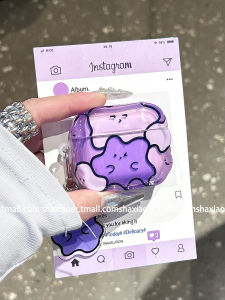 Cute Purple Semi-Transparent Monster Design Protective Case for Wireless Bluetooth Earphones Womens Style AirPods pro 2 AirPods 2 Female 4 AirPods 3 Soft Shell Anti-Fall