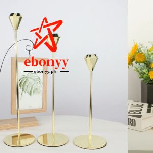 【COD】3Pcs/Set Chinese Style Metal Candle Holders Simple Golden Wedding Decoration Bar Party Living Room Decor Home Decor
