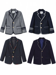 British Style Childrens School Uniform Suit Jacket Elementary School Students Boys Hostess Dress Code Girls Grey Dark Blue Suit