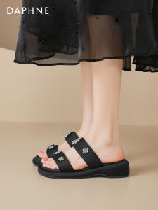 Daphne | Thick-soled Slope Heel Slippers