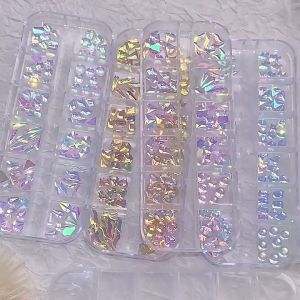 1 Bag DIY Kristal Perhiasan Kuku Fashion Dekorasi Seni Kuku Campuran Kuku Berlian Imitasi Gaya Jepang Resin Bulat Bentuk Tidak Teratur Ornamen Kuku set Aurora Aksesoris Kuku