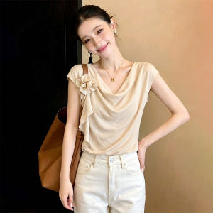 Shalldoer | French Luxury Ruffled Floral Sleeveless Blouse