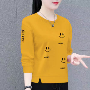 ทันสมัย หลวม คอกลมแขนยาว เสื้อสเว็ตเชิ้ต ผู้หญิง สไตล์เกาหลี ฤดูใบไม้ผลิ ฤดูใบไม้ร่วง พรางหุ่น หลากหลาย เสื้อโค้ทพิมพ์ลาย