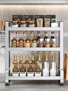 Multi-Functional 304 Stainless Steel Kitchen Storage Rack for Spices Oil Salt Sauce Chopsticks Knives Organizer Box Kitchen Storage