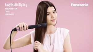 Panasonic EH-HV70-KL Hair Straightener รุ่นน้ำมันมะพร้าว ionity คุณสมบัติ 5 ระดับ (130/160/180/200/230) และ 15 วินาที (ที่อุณหภูมิ 100°C) ปรับสภาพผม 5 ระดับ พร้อมแผ่นกระจาย รูปแบบ ที่อุณหภูมิ 100°C