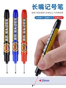 Long Head Marker Pen Waterproof Quick Dry Non-Fading for Construction Site Use Deep Hole Marking Pen Water-Based Woodworking