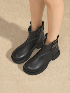 Josiny | Thick Sole Chunky Heel English Style Slimming Short Boots