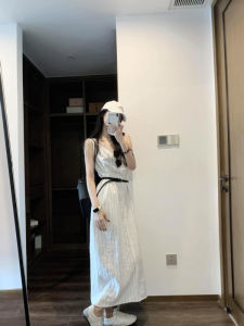 VKSOD | French Style Vintage Off-Shoulder Dress Summer Long Casual High Waist A-Line Gown Slimming Effect Fashionable Casual Dress