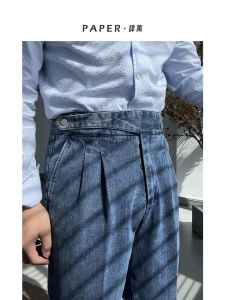 Retro Washed Naples Mens Jeans High Waist Casual Commute Long Pants Autumn Fashion Urban Style Cotton Polyester Blend