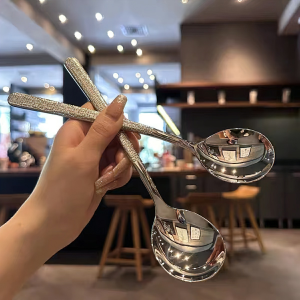 Muỗng Ăn Súp / Uống Nước Bằng Thép Không Gỉ Với Tay Cầm Dài Tiện Dụng 20cm LAZYL