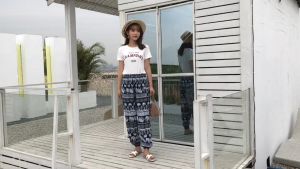 Summer womens fashionable ultra-thin cotton fabric loose and slimming casual printed letters simple and versatile home pants