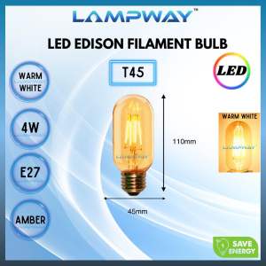 💥New Arrival💥4W E27 Led Edison Filament Bulb (amber color) T45 A60 ST64 and G80  Warm White 2700k