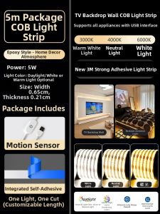 YUANMUXUAN | Bright Self-Adhesive LED Strip Light USB 5V