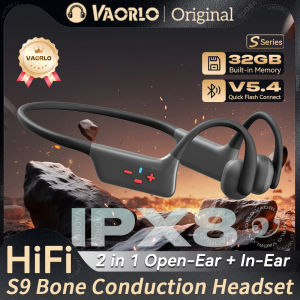 IPX8 Waterproof Swimming-Grade Bone Conduction Wireless Headphones Open-Ear In-Ear 2 IN 1 Bluetooth+32GB MP3 HIFI Music Headsets
