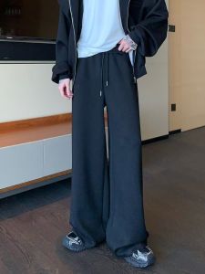 Quần Ống Đứng Cotton Nguyên Chất American High Street Cho Nam Mùa Hè 2025 Quần Ống Rộng Mới Quần Dài Thường Ngày Thoáng Khí