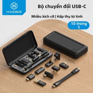 Hagibis | Bộ Chuyển Đổi USB C Hagibis Với Cáp USB4 Đa Chức Năng Bộ Chuyển Đổi Góc Vuông Type C 90 Độ Và Hộp Đựng Kèm Chìa Lấy Thẻ SIM
