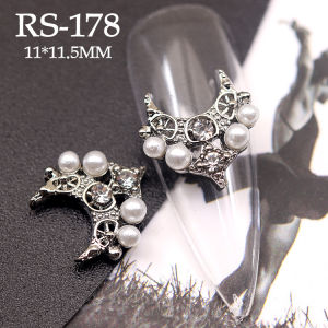 Lz Color-Preserving Pearl Zircon Butterfly Knot Nail Jewelry Baroque Style Luxury Court Dark Fashionable DIY Accessories