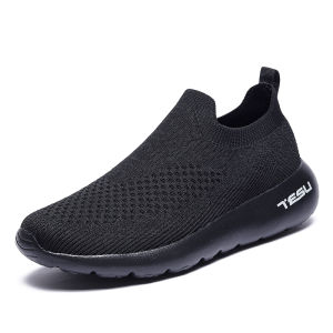 Comfortable Breathable Walking Shoes Mens Slip-On Sports Shoes Elastic Shoe Covers Easy Wear Casual Shoes Mesh Upper