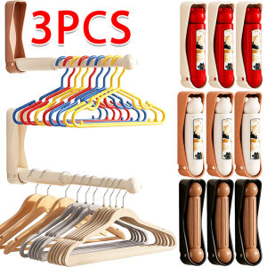 3pcs Retractable Clothes Hanger Storage Rack / Punch-Free Wall-Mounted Balcony Organizer Holder / 3-Level Extension Foldable Laundry Hanger Rack