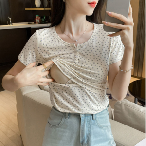 Minimalist Leisure Cotton เสื้อโพลีเอสเตอร์สําหรับพยาบาลผู้หญิงฤดูร้อนลายแขนสั้นเสื้อยืด K-สไตล์เดินทาง Crewneck