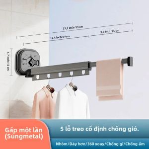 1 Máy Tính Không Đục Lỗ Treo Tường Móc Treo Quần Áo Có Thể Thu Vào Giặt Phơi Ốp Tiết Kiệm Không Gian Hợp Kim Nhôm Phong Cách Hiện Đại