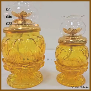 Đèn dầu Lưu ly đèn thờ hoa sen pha lê 032 - Tâm kinh bát nhã - Đồ thờ Bình An - Decor Phong thủy
