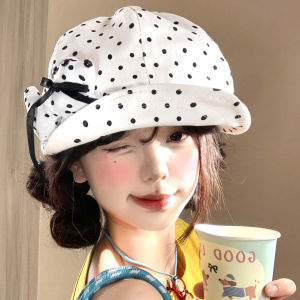 BAOYINFEI | Dots Bowknot Puppy Flip Brim Beret Cap