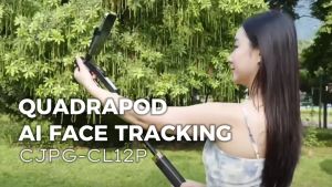 CIJI CL12P 180CM Selfie Stick Auto AI Face Tracking Quad Stand 360 Rotation Gimbal Tripod Stabilizer HP/Kamera DSLR/Tongsis dengan 1/4 Adaptor dan Lampu LED