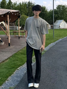 Quần Ống Loe American Style Black Ice Silk Cho Nam Mùa Hè Quần Ống Đứng Cạp Vừa Quần Dài Thoáng Khí Thoải Mái