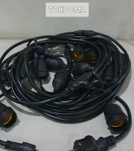 Kabel Fitting Lampu Gantung Cafe 10m 10meter 10 Fitting E27 Outdoor