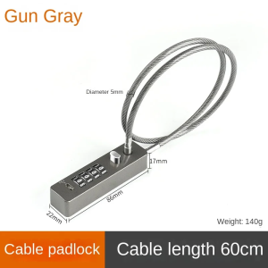 4 Digit Combination Long Rope Cable Lock Resettable Code for Bicycle Locker File Cabinet Padlock