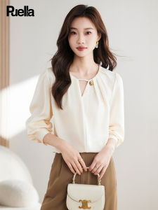 puella | Elegant V-neck French Style Chiffon Blouse