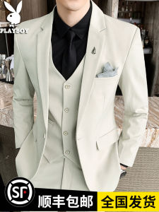 Pierre Cardin Mens Three-Piece Suit Slim Fit Wedding Groom Professional Formal Korean Style Business Casual Polyester Blend