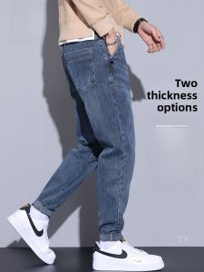 ROMON | Loose Straight Leg Mens Jeans Romon Spring Summer New Style Thin Elastic Long Trousers Youthful Fashionable Cotton Denim