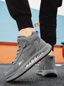 Warrior Cotton-Padded Shoes Mens Winter Fleece-lined Thickened Northeast Fur Integrated Waterproof Snow Boots Heattech Cold-Resistant Non Slip Mens Shoes