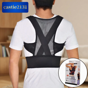 Back Support Brace Posture Corrector Adjustable Lumbar & Upper Back Pain Relief Belt Black Medium