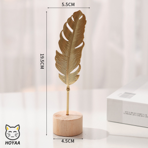 Hoyaa Metal Gold Leaf Sculpture Decor Modern Art Desktop Decoration Creative Statue for Office Table Home Decor