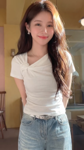 🎀 Áo thun nữ tay ngắn lệch vai xếp ly – Phong cách Hàn Quốc trẻ trung & Thanh lịch 🎀