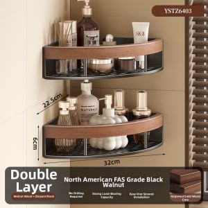 ERMO | Walnut No Drilling Wall-Mounted Triangular Shelf