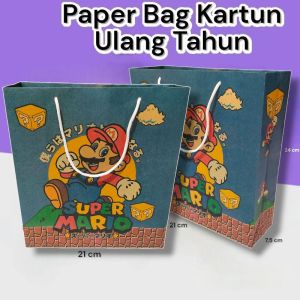 Paper Bag Ulang Tahun Motif Masha and the Bear isi 12 Pcs (Bisa custom gambar/nama toko)
