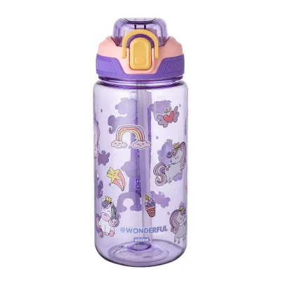 600ML Cute Cartoon Baby Drinking Cup Portable Leak Proof Straw Cup Boy Girl Kids Drinking Water Bottle
