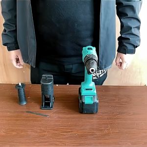 Bộ đầu chuyển đổi máy khoan thành máy cưa lọng cưa kiếm đa năng kèm theo 3 lưỡi cắt