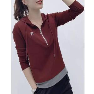 Áo Nỉ Có Mũ Trùm Đầu Thời Trang Nữ Tay Dài Dáng Rộng Thoải Mái Phong Cách Hàn Quốc Mùa Thu Mới Về Áo Nỉ Giả Hai Mảnh