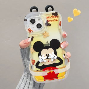 Cute Cartoon Mickey Face Cover Phone Case Dual Stand Full Protection for Apple 16Promax Huawei Mate60Pro Compatible with Multiple Brands