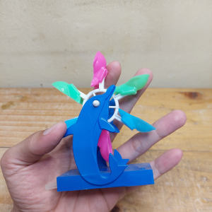 Dekorasi Kincir Angin Dolphin Luckiness Rolling Scoop Clam Aquascape Aerator Aquarium Aksesoris